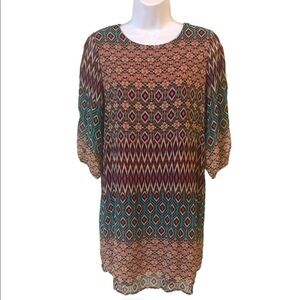 Everly Multicolor Geometric Dress Size M